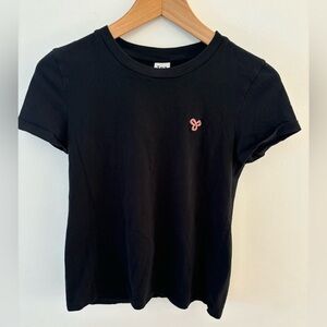 Aritzia TNA logo Tshirt, Black with Pink Emblem. Great condition! Size XS women